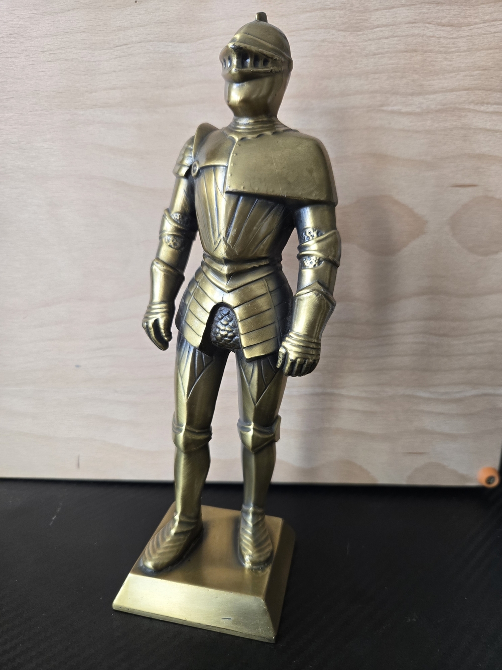 Vintage 1990s Bronze Knight in Armor Statue - 9.5" Tall 3lb Medieval Warrior.